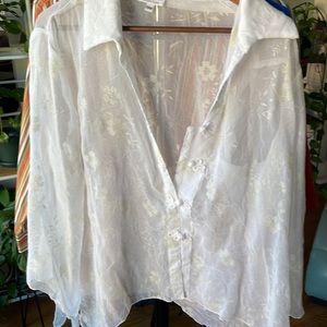 Dress Barn White Sheer Blouse Set